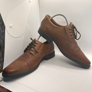 Clarks Collection Mens Tildan Cap Leather Oxford  Brown Lace Up Shoes Size US 8M